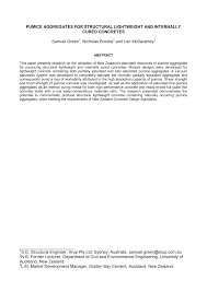 PUMICE AGGREGATES FOR STRUCTURAL LIGHTWEIGHT AND INTERNALLY CURED CONCRETES