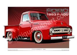 1953 Ford F 100 Drawings Unframed In 2020 Trucks Print Big Girl Toys Car Prints