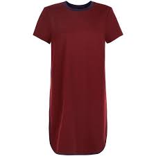 New Look Burgundy Contrast Trim T Shirt Dress 20 Liked On Polyvore Featuring Dresses Burgundy Burgu Red Shirt Dress Red Tee Shirt Dress Red Tshirt Dress
