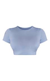 Basic Baby Blue Short Sleeve Crop T Shirt Prettylittlething Il