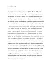Article critiques can be referred to as objective types of analysis of scientific or literary pieces. Theatre Appreciation Sample Critique 1 Sample Critique 1 Critique 1 Miss Witherspoon In The Play Miss Witherspoon Every Actor Had A Key Role And A Course Hero