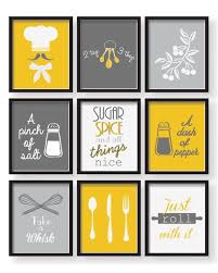 Gray Mustard Yellow Kitchen Decor Poster Set Set Of 9 Prints Etsy Yellow Kitchen Decor Yellow Kitchen Walls Yellow Kitchen