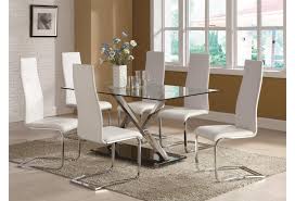 Coaster 102171set5 nelms 5 pc dining set (table and 4 chairs) by coaster co. Coaster Modern Dining 100515wht White Faux Leather Dining Chair With Chrome Legs Corner Furniture Dining Side Chairs