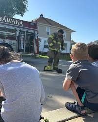 On Monday, the campers from Mishawaka Parks and Rec Dept. were able to meet  Sparky. Today they were able to meet the crew from Engine 4!