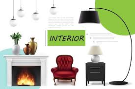 Making the right first impression. Free Vector Realistic Home Interior Concept With Comfortable Armchair Nightstand Table Ceiling Floor Lamps Ceramic Vase And Houseplant On Fireplace
