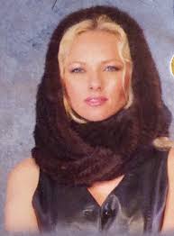 DENA Brown-Black 100% Genuine Mink Fur Infinity Scarf, Wrap, Shawl, Hoodie  $800