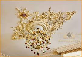 غرف نوم مودرن Ceiling Decor Gold Sheets Design