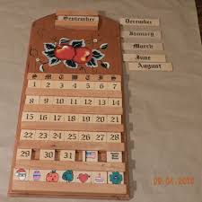 Vintage Kountry Wood Works Perpetual Wooden Wall Calendar With Wood Tiles Signed Wooden Calendar Wooden Wall Design Calendar Craft