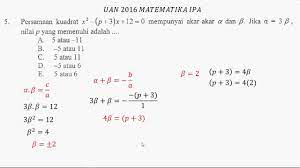 Aningfathonah #lovemath #teoremavieta #jumlahdanhasilkali #akarpersamaansukubanyak terima kasih sudah menonton! Uan 2016 Jumlah Dan Hasil Kali Akar Akar Persamaan Kuadrat Youtube