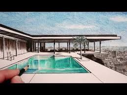 Manual Rendering Architecture Interior Speed Drawing Youtube Perspective Drawing Pool Drawing Swimming Pool Drawing