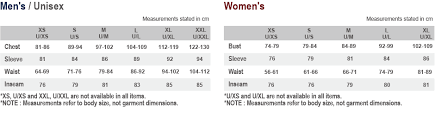 Sizing Chart Montbell Swiss