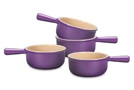 Le Creuset Stoneware 16 Oz French Onion Soup Bowl Set 4 Piece Cassis French Onion Soup Bowls Soup Bowl Set Soup Bowls With Handles