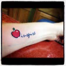 Doesn't this speak to the truth?! Tattoo Idea But Aspire To Inspire Would Be The Quote And I Would Get An Outlined Apple Apple Tattoo Teacher Tattoos Word Tattoos