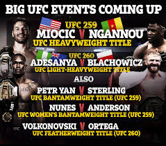 Prelims (espn+ at 6:30 p.m. Ufc Schedule 2021 Every Major Upcoming Ufc Event Including Israel Adesanya S Ufc 259 Card And Miocic Vs Ngannou 2 Magdelaine Net