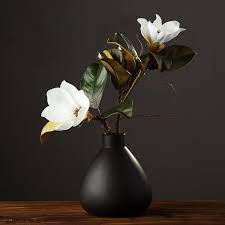 Large White Magnolias Artificial Flowers Artificial Botany Plants Magnolia Flower Silk Flower Arrangement Silk Flower Arrangements Artificial Flowers Black Vase