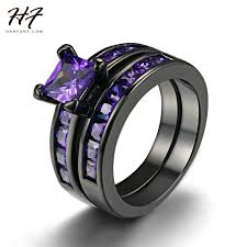 Classic 8mm black carbon fiber tungsten carbide ring alliances marriage anniversary wedding band couple rings for men and women cheap tungsten wedding bands sets. New Vintage Two Band Black Gold Wedding Ring Sets For Women Men Princess Cut Purple Cubic Zirconia Engagement Xmas Jewelry R687 Ring Set Princess Cutring Ring Aliexpress