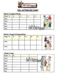 doll size chart for over 30 dolls