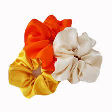Sunshine Yellow Orange Ivory Large Silk Scrunchie Holiday Glamour Set Lynne Kiel