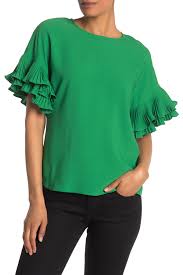 Coco Bianco Pleated Ruffle Sleeve Top Nordstrom Rack