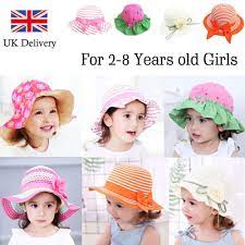 Baby Girls Floral Bucket Hat Kids Beach Straw Sun Hat Wide Brim Foldable Colors Ebay Hat Kid Baby Bucket Hat Beach Kids
