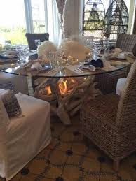 Hampton Driftwood Dining Table Base For 60 Round Glass Top Glass Not Included Dining Table Bases Driftwood Dining Table Glass Dinning Table