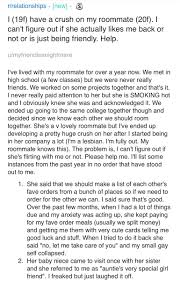 We strive to accommodate mutual roommate requests; This Reddit Thread About A Woman S Crush On Her Roommate Had Everyone On The Edge Of Their Seats The Poke