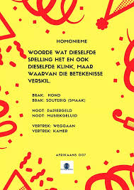 Homonieme Afrikaans Preschool Education