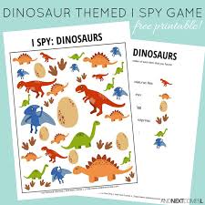 Dinosaur Themed I Spy Game Free Printable For Kids Spy Games For Kids Dinosaur Theme Preschool Dinosaurs Preschool