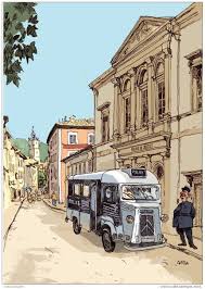 Citroen Fourgon Type H Police Annee 60 Salon Collection Passion Draguignan Var Illustration Michael Crosa Cart Affiches Anciennes Draguignan Carte Postale