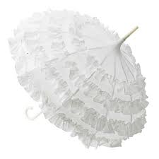 Romantischer Ruschen Schirm Weiss Regenschirm Hochzeit Regenschirme Schirm