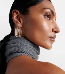 Sydney Evan Albert Cage Large 14kt Gold Earrings With Diamonds