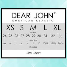 Size Charts For Dear John Denim All That Glitters Boutique