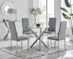 Check spelling or type a new query. Selina Chrome Round Glass Dining Table And 4 Milan Dining Chairs