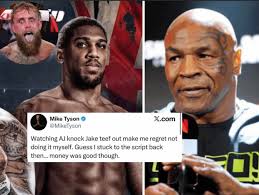 Mike Tyson said seeing Joshua knock Jake Paul around, made him regret not  doing the same himself