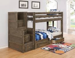 Coaster Furniture Wrangle Hill Full Over Full Bunk Bed With Under Bed Storage And Stairway Chest In Gun Smoke