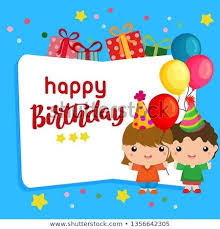 Birthday Images For Kids Cartoon Cute Cartoon Happy Birthday Blue Background With Cute Kids Flat Birthday Invitation Kids Happy Happy Birthday Blue Happy Birthday Theme Happy 2nd Birthday