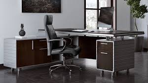 Kennedy Desk With Return Dark Office Furniture Modern Modern Home Office Furniture Contemporary Office Furniture
