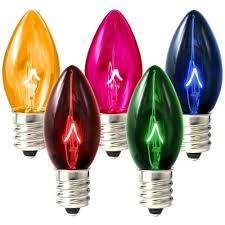 C7 Transparent Multi Color Triple Dipped 5 Watt Candelabra Base Christmas Light Christmas Light Bulbs Incandescent Christmas Lights Light Bulb Candle