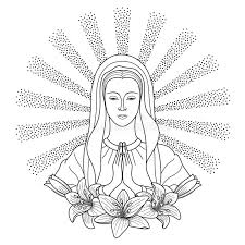 This is a coloring book for young children. Praying Virgin Mary Stock Vector Illustration Of Black 86936523
