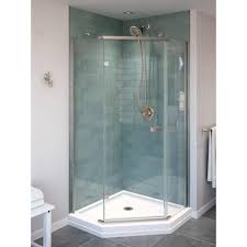 Delta 35 7 8 In X 35 7 8 In X 71 7 8 In Semi Frameless Hinged Neo Angle Shower Enclosure In Stainless 422061 The Home Depot In 2020 Corner Shower Neo Angle Shower Neo Angle Shower Enclosures
