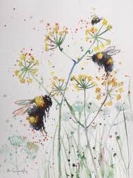 Anna Swift A3 Original Watercolour Painting Bumble Bee British Wildlife Bee Painting Watercolor Art Art