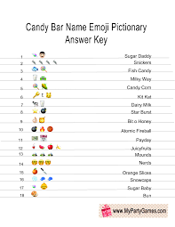 Rounds bar the last (where there is 3 points per question) allowing for a maximum of 120 points at the end of the quiz. Free Printable Candy Bar Emoji Quiz Emoji Quiz Emoji Guess The Emoji