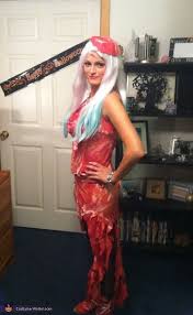 Ever wondered how that meat dress lady gaga wore to the mtv video music awards last year actually got made? Lady Gaga Meat Dress Halloween Costume Contest At Costume Works Com Lady Gaga Meat Dress Lady Gaga Fancy Dress Lady Gaga Costume