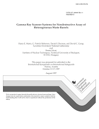 Therefore, detection of gamma rays for quantitative nondestructive analysis (nda) of the mass or of other attributes of nuclear materials requires spectroscopy. Https Www Osti Gov Servlets Purl 632722