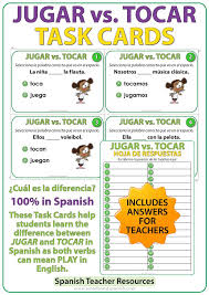 Jugar Vs Tocar Spanish Task Cards Vocabulary Flash