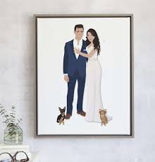 Think outside the wedding gift box by opting for personal and memorable gifts that will leave a lasting impression. Wedding Portrait Illustration Print Wedding Gift Ideas