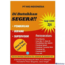 Lowongan kerja umut 46tahun di jember. Lowongan Kerja Pembukuan Staff Gudang Supervisor Pt Mg Group Indonesia