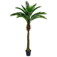 Bring a taste of the tropics into your abode with this potted palm tree! Ornamental Large Palm Tree In Black Pot Faux Plants Fake Tree