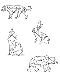 Art Therapie Animaux Page De Coloriage Polygonal In 2020 Geometrisches Tattoo Polygon Kunst Faden Malerei
