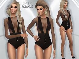 Sheer Bodysuit The Sims 4 Catalog In 2020 Sims 4 Clothing Sheer Bodysuit Sims